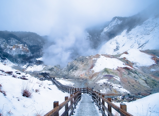 冬の登別地獄谷
